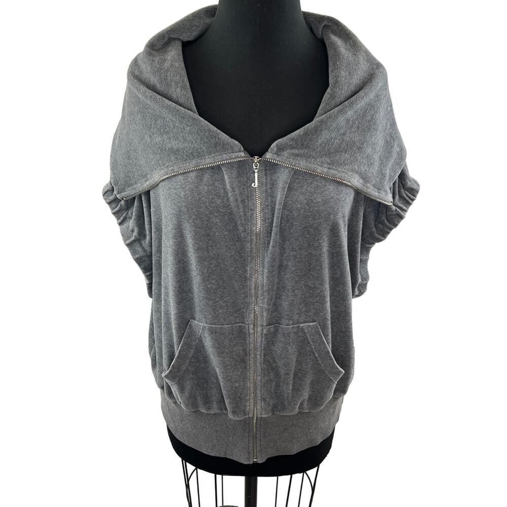 VINTAGE JUICY COUTURE Y2K Gray Dolman Sleeve Velour Zip Front Jacket Size M